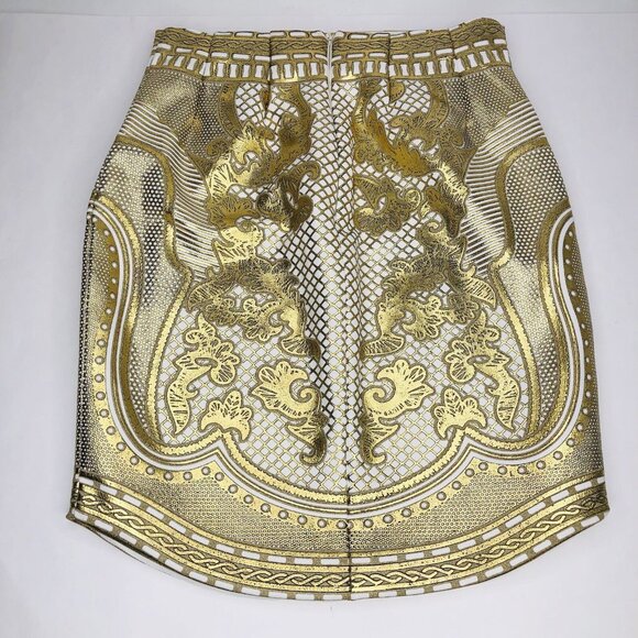 BSB Collection Teens Metallic Iridescent Gold Mini Skirt Texture Glam Old Money - Picture 5 of 9
